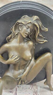 Art Déco Sculpture Nu Femme Fille Érotique Femelle Corps Bronze Statue Solde Nr