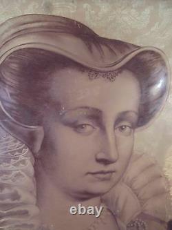Art Déco XIX eme Français Rare Vitrail Portrait Femme Grisaille Néo Renaissance