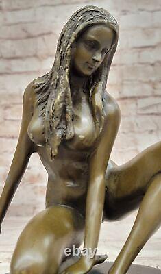 Art Érotique Deco Chair Femme Bronze Sculpture Bureau à Domicile de Collection
