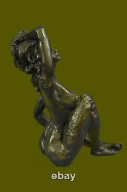 Art Nouveau Déco Bronze Chair Fille Femme S'Étirant Lady Figurine Statue