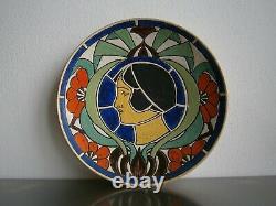 Assiette Murale Art Deco 1926 Profil Femme Mode Ceramique Emaille Ancien