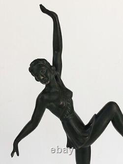 Authentique ancienne SCULPTURE FEMME DANSEUSE en BRONZE époque Art Déco 31,8 cm