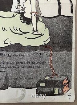 Bal de l'Internat 1921 Invitation Originale Art Déco Supplice Femmes Nues Mort