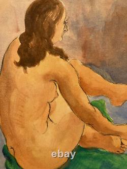 Beau Dessin Femme Nue Gouache Peinture Corps 1950 Fauvisme Expressionisme Ancien