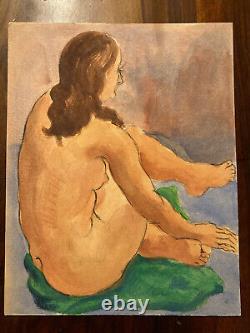 Beau Dessin Femme Nue Gouache Peinture Corps 1950 Fauvisme Expressionisme Ancien