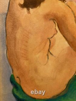 Beau Dessin Femme Nue Gouache Peinture Corps 1950 Fauvisme Expressionisme Ancien