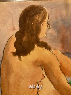 Beau Dessin Femme Nue Gouache Peinture Corps 1950 Fauvisme Expressionisme Ancien