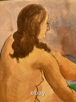 Beau Dessin Femme Nue Gouache Peinture Corps 1950 Fauvisme Expressionisme Ancien