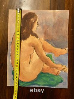 Beau Dessin Femme Nue Gouache Peinture Corps 1950 Fauvisme Expressionisme Ancien