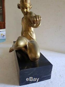 Beau bronze garantie d'époque 1930 art Déco jeune femme style D CHIPARUS
