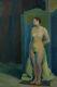 Beau Tableau Art Deco Jeune Femme Nue Dans L'atelier Paravent Rolland Rotges1930