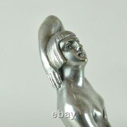 Beck, Femme Nue En Bronze Argenté, Sculpture Signée, Début 20eme Siècle