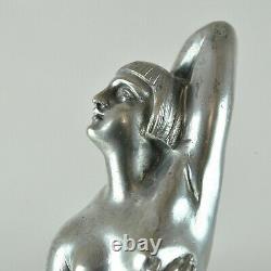 Beck, Femme Nue En Bronze Argenté, Sculpture Signée, Début 20eme Siècle