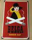 Belle Copie Ancienne Gde Plaque émaillée Belga Cigarette 70x47cm Femme Art Déco