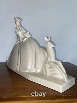 Belle Statue Craquelé Femme A L'antilope Art Deco Dlg Adnet Lemanceau Primavera