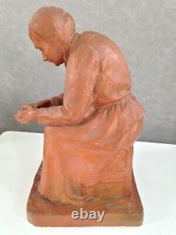 Belle sculpture terre cuite femme signée Louis-Albert CARVIN (1875-1951)