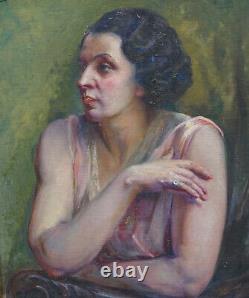 Blancat Portrait de Femme Epoque Art Deco Ecole Française du XXème siècle HST