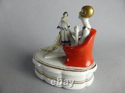 Boite Art Deco Femme Et Polichinelle 14486 Porzellan Keramik Figur Pierrot