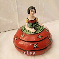 Bonbonnière limoges ART DÉCO 1930 boite à poudre porcelaine femme