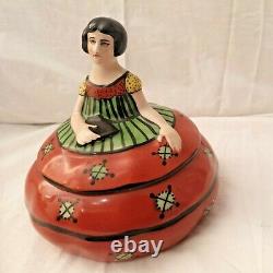 Bonbonnière limoges ART DÉCO 1930 boite à poudre porcelaine femme