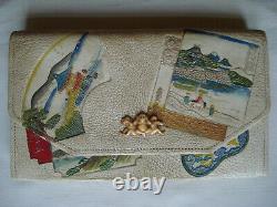 Bourse ancienne Art Déco Japon 3 singes antique flapper clutch purse bag