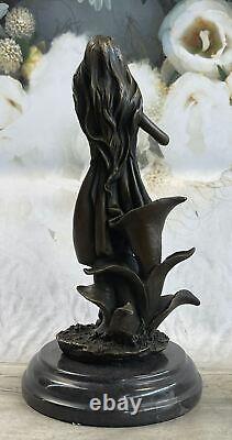 Bronze Art Déco Nymphe De Bois Figurine Mavchi Signée Style Nouveau Femme