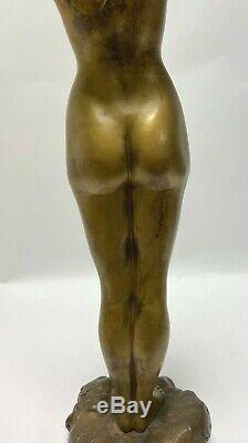 Bronze Art Deco Par A Calendi Femme Au Bras Leve Danseuse 1900 H2135