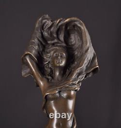 Bronze Danseuse Avec Écharpe Femme Nu Art Déco Statue De Écharpe Dancer