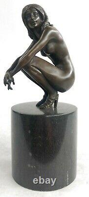 Bronze Femme, Érotique, Chair Nue Figurine, 100% Sculpture, Lost Cire Art Déco