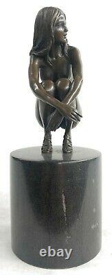 Bronze Femme, Érotique, Chair Nue Figurine, 100% Sculpture, Lost Cire Art Déco