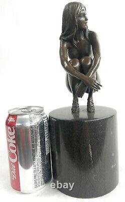 Bronze Femme, Érotique, Chair Nue Figurine, 100% Sculpture, Lost Cire Art Déco