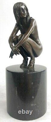 Bronze Femme, Érotique, Chair Nue Figurine, 100% Sculpture, Lost Cire Art Déco