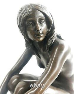 Bronze Femme, Érotique, Chair Nue Figurine, 100% Sculpture, Lost Cire Art Déco