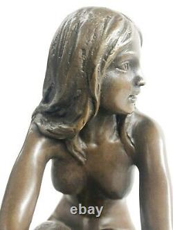 Bronze Femme, Érotique, Chair Nue Figurine, 100% Sculpture, Lost Cire Art Déco