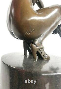 Bronze Femme, Érotique, Chair Nue Figurine, 100% Sculpture, Lost Cire Art Déco