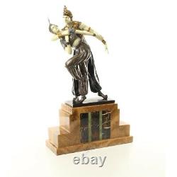 Bronze Marbre Art Deco Statue Sculpture Coloré Femme Couple Danseur Persan EX-14