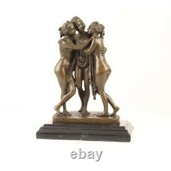 Bronze Marbre Art Deco Statue Sculpture Mythologie Femme Les Trois Grâces FA-50