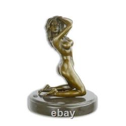Bronze Marbre Moderne Art Deco Statue Sculpture Nue Erotique Femme EC-6