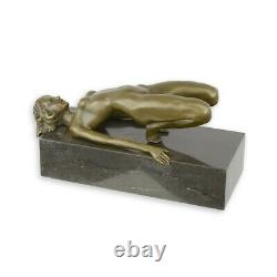 Bronze Marbre Moderne Art Deco Statue Sculpture Nue Erotique Femme Pose EC-33