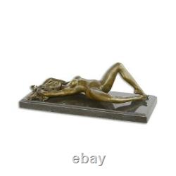 Bronze Marbre Moderne Art Deco Statue Sculpture Nue Erotique Femme Pose EC-5