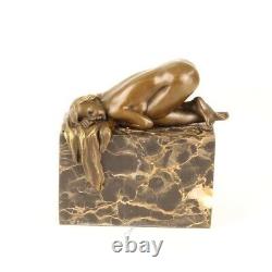 Bronze Moderne Art Deco Statue Sculpture Nue Erotique Femme Dormant DSSL-82