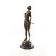 Bronze Moderne Marbre Art Deco Statue Sculpture Femme Cravache Be-14