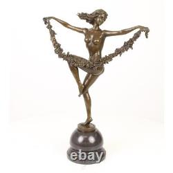 Bronze Moderne Marbre Art Deco Statue Sculpture Femme Erotique Danseuse BJ-17