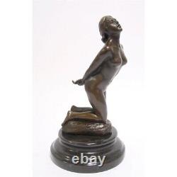 Bronze Moderne Marbre Art Deco Statue Sculpture Femme Nue à Genoux SL-103