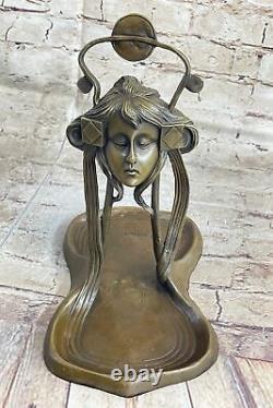 Bronze Sculpture Art Déco Bureau Nouveau Métal Femme Bijoux Plat Figurine Solde