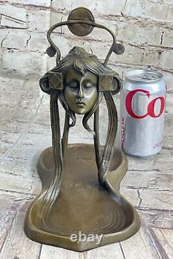 Bronze Sculpture Art Déco Bureau Nouveau Métal Femme Bijoux Plat Figurine Solde