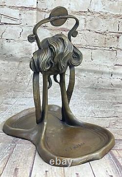 Bronze Sculpture Art Déco Bureau Nouveau Métal Femme Bijoux Plat Figurine Solde