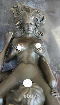 Bronze Sculpture Art Déco Moderne Décor Maison Femme Érotique Lesbienne Amoureux