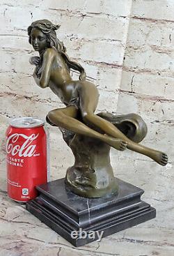 Bronze Signée Art Déco Rare Rugissant C. 1920S Nu Femme Sculpture Statue Cadeau