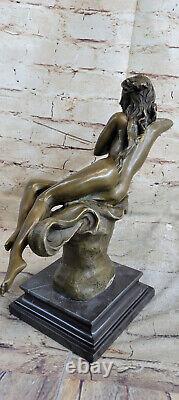 Bronze Signée Art Déco Rare Rugissant C. 1920S Nu Femme Sculpture Statue Cadeau